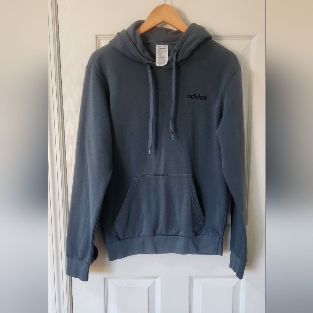 Adidas Blue Fleece Hoodie Sweatshirt Men's Size Small S / Women's Medium M